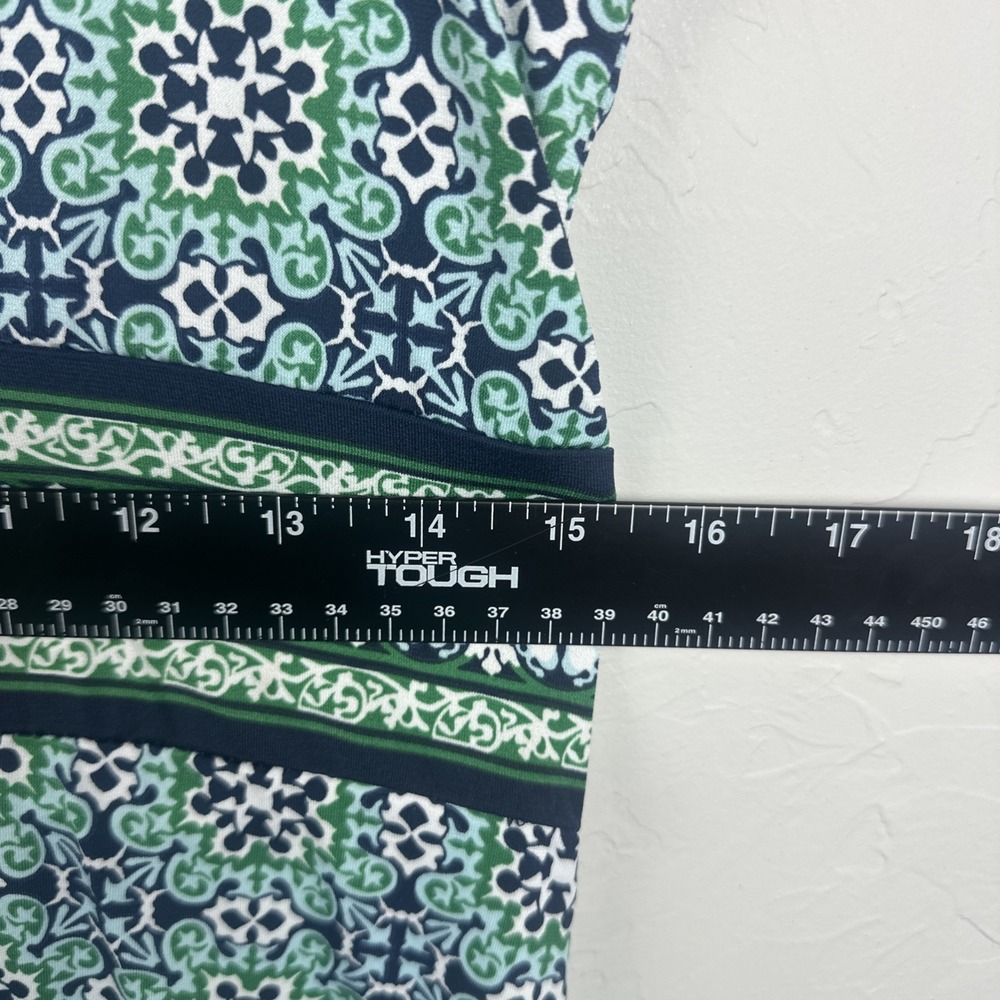 Max Studio NWT Tile Print Sleeveless Midi Dress Women Large Blue Green Stretch - Picture 7 of 11